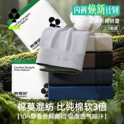 YOUKESHU 10A抑菌男士内裤男80支高密莫代尔桑蚕丝内档男生平角裤衩三条装 浅灰+深灰+宝蓝 3XL （160-180斤）