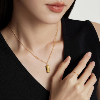 周大福 ING小金砖小金条吊坠黄金项链女F226469生日礼物 40cm 约10.31g计价(工费1180)