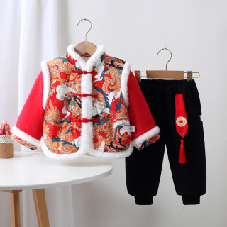 宝宝新年衣服冬季套装婴儿中式汉服新年拜年服唐装周岁礼服男宝