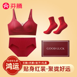 芬腾 女士2025年新款内衣女本命年大红色蕾丝文胸无痕内衣文胸