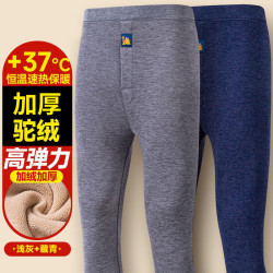 冬季男士驼绒保暖加绒加厚弹力加大码发热打底裤高腰防寒秋裤棉裤