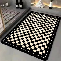 北欧风黑白棋盘格卫生间浴室厕所加厚速吸速干软硅藻泥地垫脚垫
