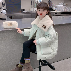 女童棉服冬装2025新款洋气儿童冬季加绒加厚棉衣女孩棉袄毛领外套