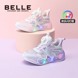 百丽 童鞋女童闪灯运动鞋秋季新品儿童透气老爹鞋宝宝休闲发光鞋子