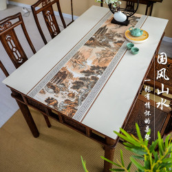 新中式桌垫防烫皮革桌布防水防油免洗餐桌垫中国风家用茶几垫子Z