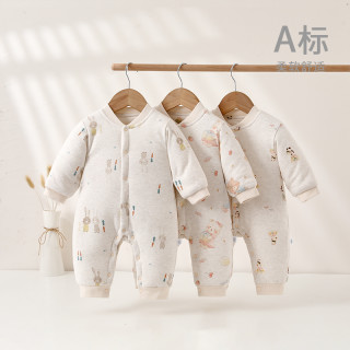 婴儿冬装夹棉连体衣宝宝秋冬衣服外出棉服加厚婴幼儿爬服柔软