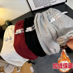 冬季新款羊驼绒加厚立体玩偶可爱口袋潮童韩版百搭卫裤