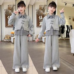 女童套装春秋款2026新款洋气秋季休闲儿童时髦潮流中大童两件套