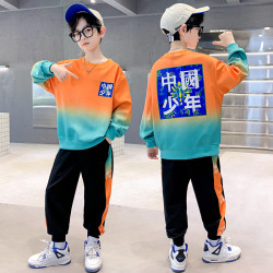 男童中大童春秋季新款韩版渐变中国少年韩版洋气针织潮套装
