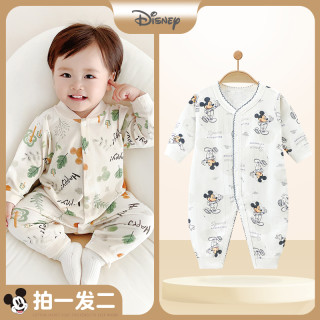 迪士尼 婴儿连体衣纯棉新生春秋装衣服宝宝四季款哈衣爬服