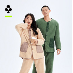 YOUKESHU 秋冬季珊瑚绒情侣款加厚家居服