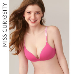 好奇蜜斯 凉感光面无痕小胸聚拢显大胸罩无钢圈夏天薄款文胸内衣女
