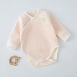 新生婴儿加绒包屁衣春秋冬三角哈衣爬服加厚初生宝宝护肚连体睡衣