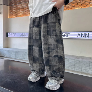 男童格子裤子春秋款2026新款儿童春装运动休闲裤中大童加绒直筒裤