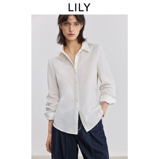 限尺码：LILY 商场同款女装莱赛尔棉垂感休闲百搭白色衬衫外套 601