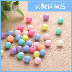 6mm-10mm亚克力实色珠子串珠材料diy饰品配件散珠实色珠糖果珠