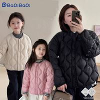 BADiBADi 秋冬季女童棉服轻薄款韩版2025新款亲子装棉袄女孩羽绒棉衣内胆
