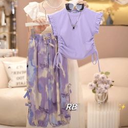 童装女童夏季新款无袖背心显瘦裤子套装中大童女宝两件套
