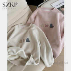 冬季新款女童装中大童儿童时尚加绒圆领卫衣YNYD444422