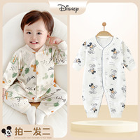 迪士尼 婴儿连体衣纯棉新生春秋装衣服宝宝四季款哈衣爬服