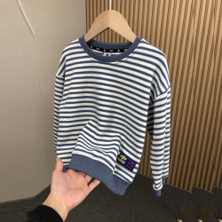 哈皮鲁 男童卫衣洋气2024春装新款中大童韩版儿童卫衣春秋款条纹帅气薄款