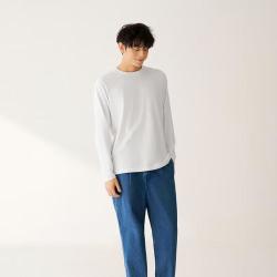 無印良品 MUJI 无印良品 男式 棉混 长袖T恤 男士男款 秋季男装打底上衣