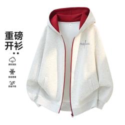 马克华菲 秋季撞色开衫卫衣男女潮流宽松情侣休闲百搭连帽外套