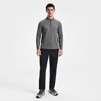 FILA 男装运动休闲T恤男士时尚简约健身半拉链基础针织长袖上衣