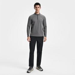 FILA 男装运动休闲T恤男士时尚简约健身半拉链基础针织长袖上衣