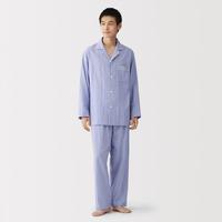 無印良品 MUJI 无印良品 男式 无侧缝双层纱织长袖睡衣 家居服套装秋季纯棉