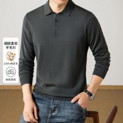 ESE-Y 春秋商务Polo衫百搭纯色毛衣针织衫男柔软舒适100绵羊毛衫