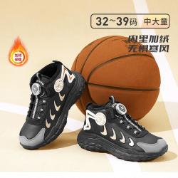 泰兰尼斯 冬季男童加绒保暖棉鞋儿童跑步运动鞋中大童户外校园舒适老爹鞋