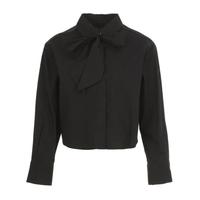 ZARA 简约休闲通勤风黑色纯棉长袖短款女式衬衫