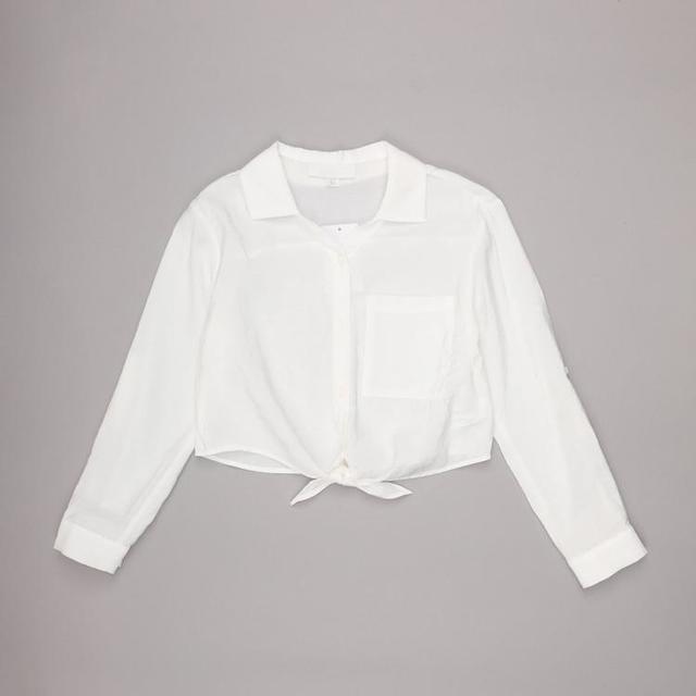 ZARA 女童白色微透休闲长袖衬衫