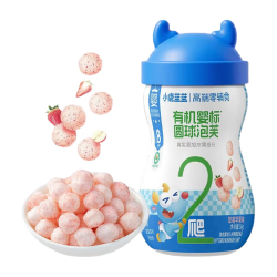 小鹿蓝蓝 婴幼儿有机婴标无麸质胚芽米泡芙条手指泡芙条宝宝零食低敏零食 有机蓝莓味泡芙