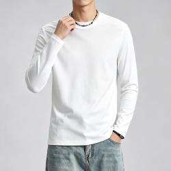 喜维顿 春秋季男士圆领长袖T恤时尚百搭纯色 长袖T恤-白色 XL （建议115-135斤）