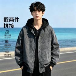 森马 秋冬舒适保暖柔软男式假两件连帽外套