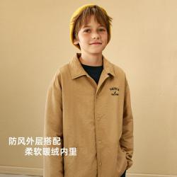NAUTICA 童装复古暖绒翻领外套男童女童休闲开衫上衣秋冬保暖防泼水外套