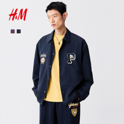 H&M 男装夹克2026长袖上衣1352166 海军蓝/史努比