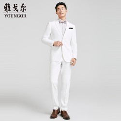 雅戈尔 西服套装 男春夏套西上衣套西裤子优雅白色礼服  上衣