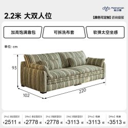 帕沙曼 布艺沙发小户型客厅2026年新款可拆洗条纹直排沙发雪尼尔