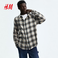 H&M 2026夏季新款男装休闲版衬衫1315728 蓝色/格纹