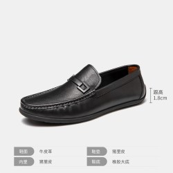 奥康 男鞋商务休闲皮鞋舒适软底豆豆鞋套脚懒人鞋真皮透气乐福鞋