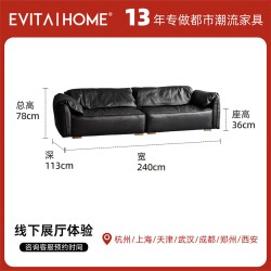 EVITAHOME 轻奢现代全真皮沙发家用客厅直排意式极简高端大气大象耳朵沙发