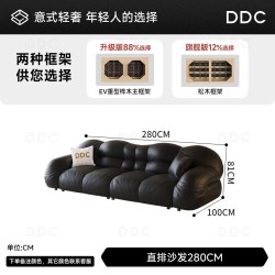 ddc 黑色真皮沙发客厅直排2026新款设计师沙发头层牛皮佛山沙发