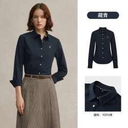 POLOWALK 女士长袖衬衫秋季款OL风翻领商务正装衬衣女