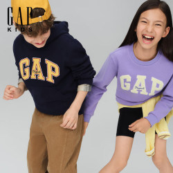 Gap 男童秋季logo抓绒宽松连帽卫衣儿童装休闲上衣804615 海军蓝 120 cm(6