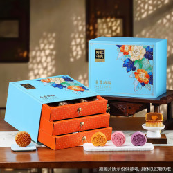 华美 月饼礼盒装 广式蛋黄白莲蓉苏式豆沙1080g