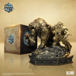 魔兽世界 Blizzard暴雪游戏周边魔兽世界无限矮人猎人与巨熊铜色典藏雕像