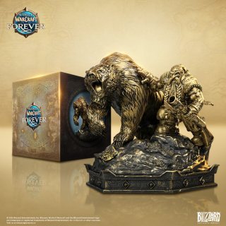 魔兽世界 Blizzard暴雪游戏周边魔兽世界无限矮人猎人与巨熊铜色典藏雕像